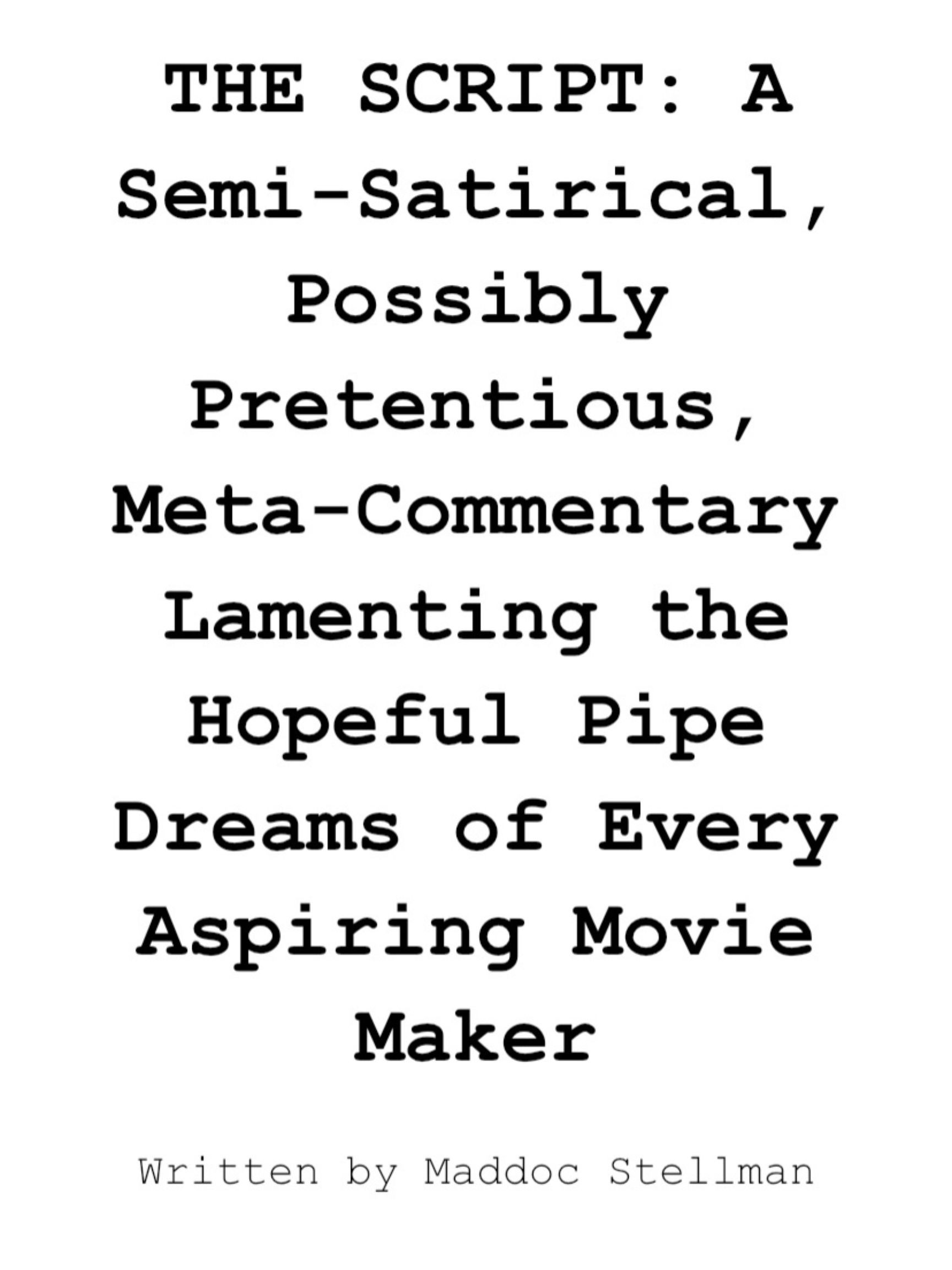 THE SCRIPT: A Semi-Satirical, Possibly Pretentious, Meta-Commentary Lamenting the Hopeful Pipe Dreams of Every Aspiring Movie Maker