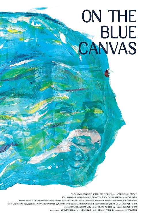 On the blue canvas